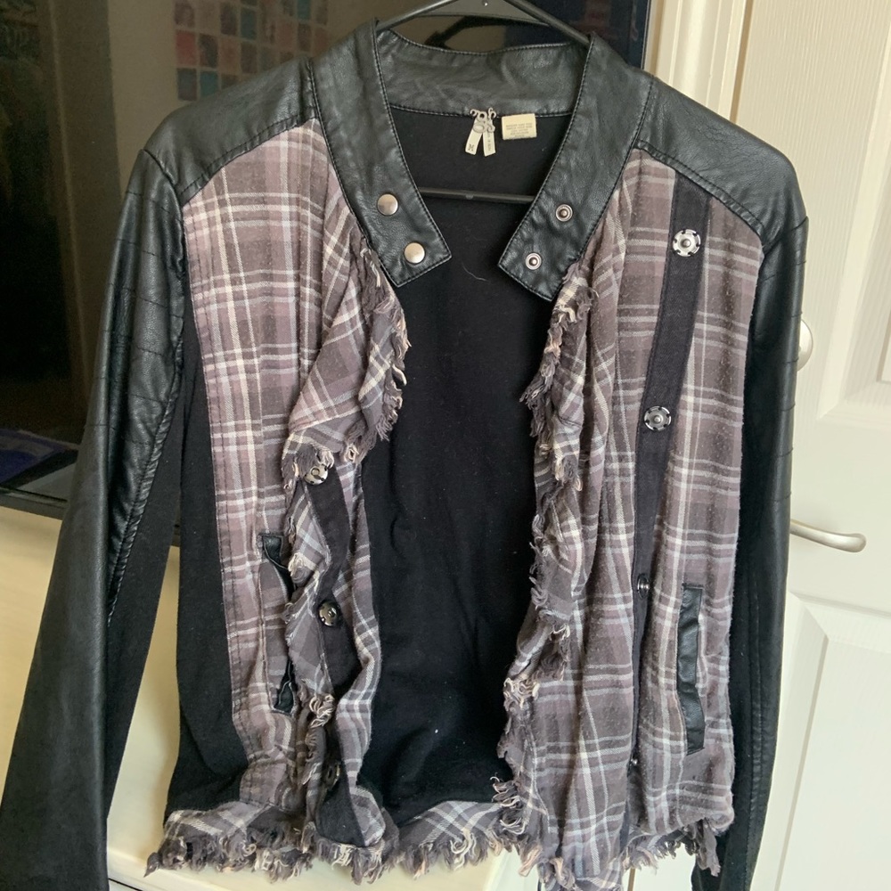 leather and plaid jacket size medium